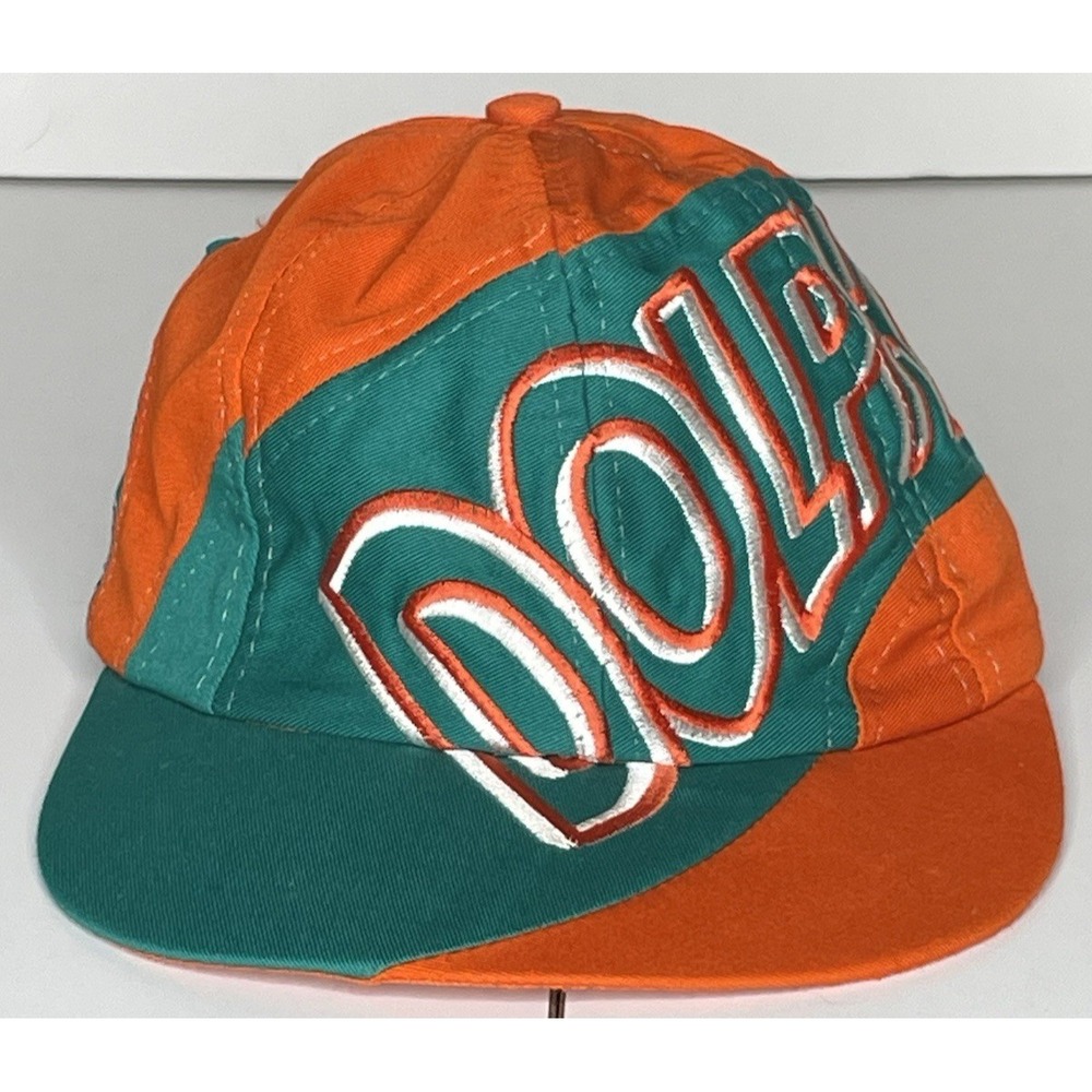 Miami Dolphins The Game Big Logo Spellout Hat Cap Teal Orange NFL VTG 90’s RARE - Picture 9 of 16